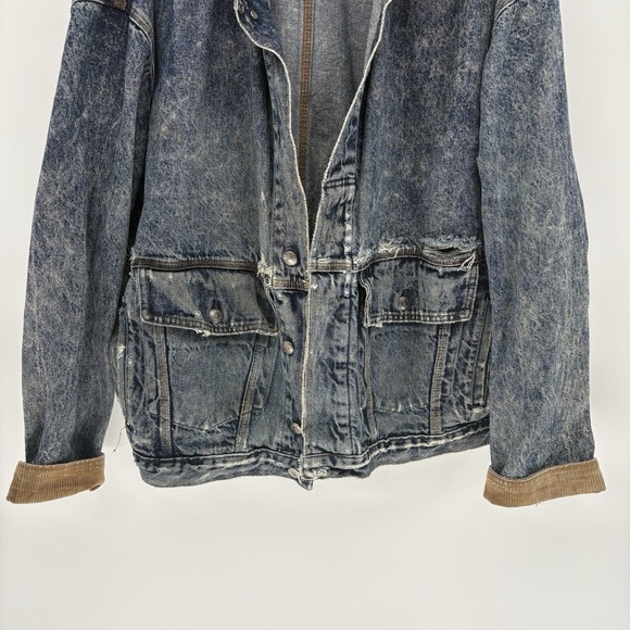 Vintage 60s Levis Denim Chore Distressed A-2 Bomber Buckle Back Retro USA XL - Picture 4 of 14